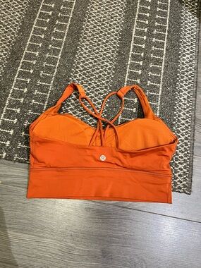lululemon athletica burnt Orange Strappy Longline Sports Bra